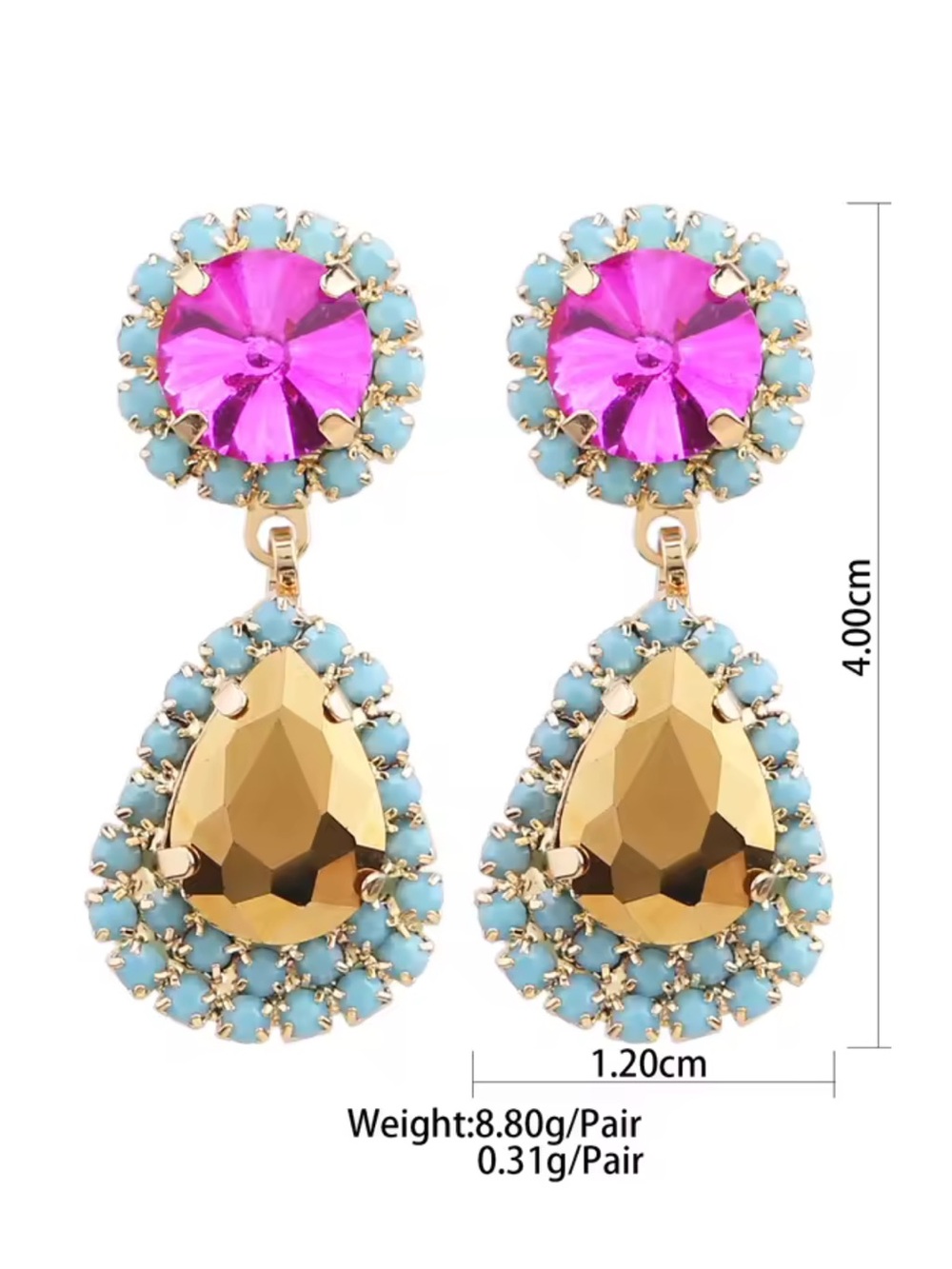 Kohl's Gold, Pink & Turquoise Drop Earrings